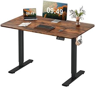 Furmax Electric Height Adjustable Standing Desk Large 48 x 24 Inches Sit Stand up Desk Home Office Computer Desk Memory Preset with T-Shaped Metal Bracke, Brown