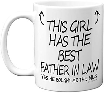 Stuff4 Tazza da caffè in ceramica con scritta in inglese This Girl Has The Best Father in Law, regalo di compleanno per figlia, da 325 ml, lavabile in lavastoviglie, per compleanno, Natale,
