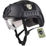 ATAIRSOFT PJ Type Tactical Multifunctional Fast Helmet with Visor Goggles Version Black