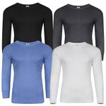 iTRONiK Pack of 4 Long Sleeve Men Thermal Shirt Underwear Top Warm Winter Brushed Inside Base Layer Vest (Multi, M)