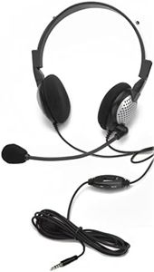 Andrea Communications NC-185M On-Ear Stereo Mobile Headset with Noise-Canceling Microphone, in-Line Volume/Mute Controls, and Single 4-pin Audio Plug TRRS, 3.5mm