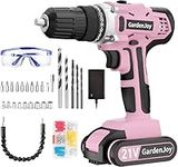 GardenJoy 21V Cordless Power Drill - Electric Drill Set with Battery and Fast Charger, 30pcs Drill/Driver Bits, 2 Variable Speed, 3/8" Keyless Chuck, 24+1 Position, Portable Drill Kit for DIY & Home