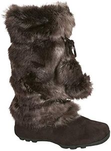 EZGD Blossom Talia-Hi Women Ladies Mukluk Faux Fur Mid Calf Warm Winter Snow Boots, Brown, 6.5