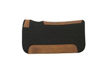 Weaver Equine 25" x 26 Pony Contoured Pure Wool Felt Horse Saddle Pad, Shock Absorbing Western Saddle Pad for Comfort Protection, ‎Black/Natural