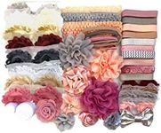 Bowtique Emilee Mauve, Peach & Grey Hairband Kit - Baby Shower Headband Station, DIY Baby Headband Kit, Makes Over 30 Headbands, Includes 30 Day Money-Back Guarantee