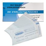 Uadme Sterilisation Pouches, 57 x 130mm Self Sealing Disposable Dental Sterile Pouche 200Pcs, Surgical Dentist Tools Small Sterilization Bags for Safe Storage of Medical Tools