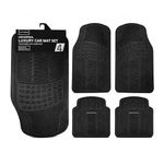 4 Piece Car Mat Universal Deep Grooved KARAN KING Heavy Duty Rubber Non Slip Mat for Cars, Truck and VAN, Water Proof, All Weather Car Mats