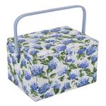 Hobby Gift Large Sewing Box Organiser with Handle - Cotton Basket Sewing Storage Box, Craft Storage Boxes with Compartments for Tools & Accessories - 23.5 x 31 x 20cm, Hydrangea