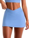 OZICERD High Waisted Golf Skort Tennis Mini Skirts for Women Pencil Bodycon Athletic Short Skirt with Shorts Sport Jupe Femme Blue XS