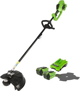 Greenworks 40V Cordless Brushcutter & Grass Strimmer – 40cm, 2 Batteries, Adjustable Height