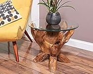 chelsea home and leisure Teak Root Round Coffee Table, Metallic