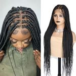 Sangtok 13x8 HD Lace Front Braided Wigs for Black Women, 36 inch Knotless Small Box Braids Wigs Transparent Invisible Half Single Full Lace Front Braided Wig