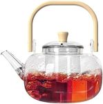 Wlasss Glass Tea Kettle with Removable Infuser,Stovetop Safe, Glass Teapot 1000 ml 33 oz, Tea Pot with Infusers for Loose Tea, Gift for Women and Adult