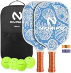 Pickleball Paddles, Lightweight Graphite Pickleball Paddle Set of 2, Pickleball Racket w/Polypropylene Honeycomb Core, Cushion 4.8In Grip and 4 Pickleballs for Beginners/Intermediate Players