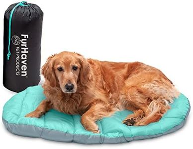 Furhaven Pet Dog Bed - Trail Pup Packable Outdoor Travel Pet Camping Pillow Bed Stuff Sack with Bag for Dogs and Cats, Aqua and Granite Gray, Large