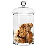 Krosno Large Glass Storage Cookie Biscuit Jar with Lid | 2.7 l | Glamour Collection | 310 mm High & 150 mm Diameter | Big Glass Sweet Jars, Dog Treat Food Storage | Sweet Jars for Candy Buffet