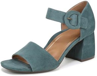 Vionic Women's Chardonnay Heeled Sandal, Bodega Blue Suede Leather, 8.5 Wide