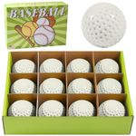 12 Pack Yellow Dimpled Baseballs - Training Ball Practice Baseball - 9 inch Pitching Machine Baseballs - Perfect for Pitching, Hitting, Batting, and Fielding (White)