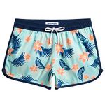 MaaMgic Swim Shorts Women Quick Dry Beach Board Shorts for Women Bathing Suit,Flowers & Leaves,Medium