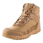 FREE SOLDIER Men's Tactical Waterproof Lightweight Hiking Boots Military Combat Boots Work Boots(Brown 11w)