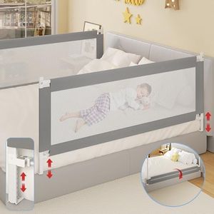 MODCART Bed Rail for Toddlers, Detachable Baby Bed Rail Guard, Suitable for Queen, Full, Bed Rails with Y-Shaped Base for Toddlers and Baby(Grey, 78.7", 2 Side)