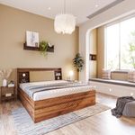 Wakefit Bed | King (78 X 72) Engineered Wood Bed, Upholstered, with Storage, 1 Year Warranty | - Leo - Columbian Walnut_Omega Pearl