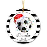 Personalized Soccer Ball Christmas Ornaments 2024, Christmas Tree Ornaments for Soccer Player Coach Team, Soccer Team Keepsake for Kids, Sport Fans Ornament, Custom Name Year Soccer Ornament