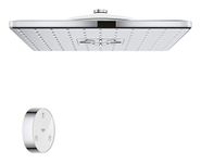 GROHE Rainshower 310 Smartconnect Cube Head Shower with 2 Spray Options 310mm Showerhead with Remote Control to Change Sprays, Chrome Finish, Square Shape 26643000