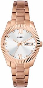 Fossil Women's Scarlette Mini Quartz Stainless Steel Three-Hand Watch, Color: Rose Gold (Model: ES5200), Rose Gold/Silver, Scarlette