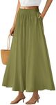 PRETTYGARDEN Women's Maxi Skirts 2025 Summer Trendy Ruffle High Waisted Casual Long Flowy Skirt with Pockets (Army Green,Small)