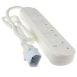 kenable IEC C14 to 4 Way Gang UK Mains Sockets Lead UPS Power Splitter 1m White [1 metres]