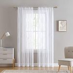 Laura Ashley Dash Sheer Window Curtains 84 Inch Length, White 2 Panels