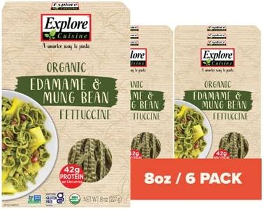 Explore Cuisine Organic Edamame & Mung Bean Fettuccine -Easy-to-Make Pasta - High in Plant-Based Protein - Non-GMO, Gluten Free, Vegan, Kosher, 8 oz (Pack of 6)