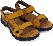 Hiking Sandals Men Walking Fishermen Leather Sports Fisherman Anti-Slip Water Open Strap Slides Traveling Comfortable (Yellow, Numeric_8_Point_5)