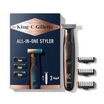 King C. Gillette Beard Trimmer for Men, Includes 1 Cordless Style Master Trimmer with One 4D Blade and 3 Interchangeable Combs, Waterproof