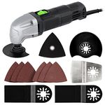 GALAX PRO 180W Oscillating Multi Tool, 22000 OPM,3 Degree Oscillating Angle with 3 Pieces Saw Blades, 1 Piece Semi Circle Blade Sanding Plate, 6 Pieces Sanding Papers for Sanding, Grinding