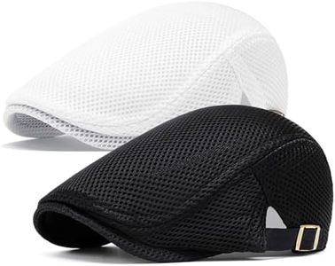 meioro Men's Mesh Flat Cap Breathable Summer Newsboy Hat Beret Ivy Cap Irish Cabbie Gatsby Driving Hunting Hats（Black+White）