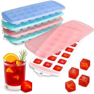 Silicone Ice Cube Trays with Lid - 5Pcs Ice Cube Trays for Freezer Ice Maker Ice Cube Tray with Lid Silicone Ice Cube Molds - Silicone Ice Cube Tray Ice Trays for Freezer Reusable Ice Cubes Trays