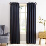 Sun Zero Barrow Energy Efficient Rod Pocket Curtain Panel, 54" x 108", Navy Blue