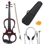 Cecilio 4/4 CEVN-1NA Solid Wood Mahogany Metallic Electric/Silent Violin with Ebony Fittings in Style 1 (Full Size)