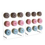 Acrylic Donut Wall Display with Easel Stand 2 Pack, Clear Bagel Doughnut Holder Board for Parties, Sweets Tables, Wedding Treats, Baby Shower