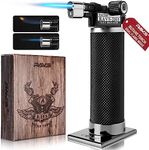 RAVS Butane Torch with Dual Flame Mode, Refillable Kitchen Torch Lighter Cooking Torch, Blow Torch with Safety Lock and Adjustable Flame, Soldering Torch for Welding, Resin Art, Industrial