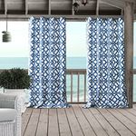 Elrene Home Fashions Marin Indoor/Outdoor Grommet Window Curtain Panel, 50" x 95" (1, Blue