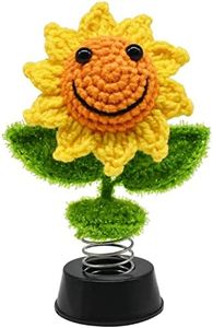 Car Accessories Interior for Women, Crochet Sunflower Funny Novelty Birthday Gifts for Women, Cute Home Bedroom Room Wall Sunflower Decor, Bottom Sticker Design, Handmade