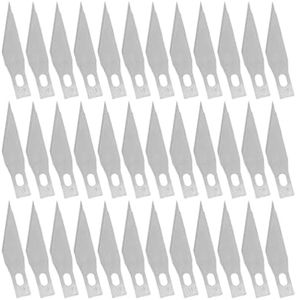 Sewroro Steel Craft Knife Blades 50pcs Precision Knife Replacement Blades Hobby Blades Set with Storage Case for Scrapbooking Caving Stencil