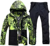 RIUIYELE Men's Ski Jacket and Pants Set Winter Heated Coat Hooded Outdoor Skiing Snowboard Suit for Men (D-Black, L)