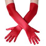 Zngou Long Elbow Satin Gloves Red Long Evening Gloves Fancy Dress Silk Gloves Ladies Opera Gloves Satin Wedding Gloves Red Party Gloves Flapper Gloves 1920s Style Gloves Prom Gloves for Women