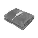 COZYBRITE Electric Heated Throw Blanket Double Fleece with 3 Heat Settings Auto Shut-off 180x130cm Digital Control Machine Washable SS18 (Grey)