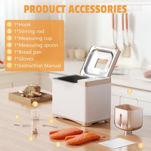 Karinear 2LB Bread Maker – 20 Functions, Stainless Steel, 3 Loaf Sizes, Timer