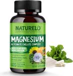 NATURELO Magnesium Glycinate Chelate Complex - 200 mg Magnesium with Whole Food Extracts to Support Energy, Nerves & Healthy Bones – 120 Vegan Capsules | 4 Month Supply